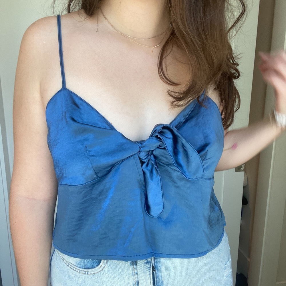 Motel Rocks blue silk tie top